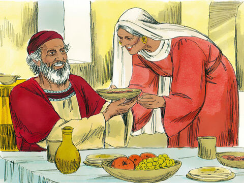 Quando Herodes era rei da Judéia, havia um sacerdote judeu chamado Zacarias e sua esposa, Isabel. Eles não puderam ter filhos e eram ambos muito velhos. – Slide número 1